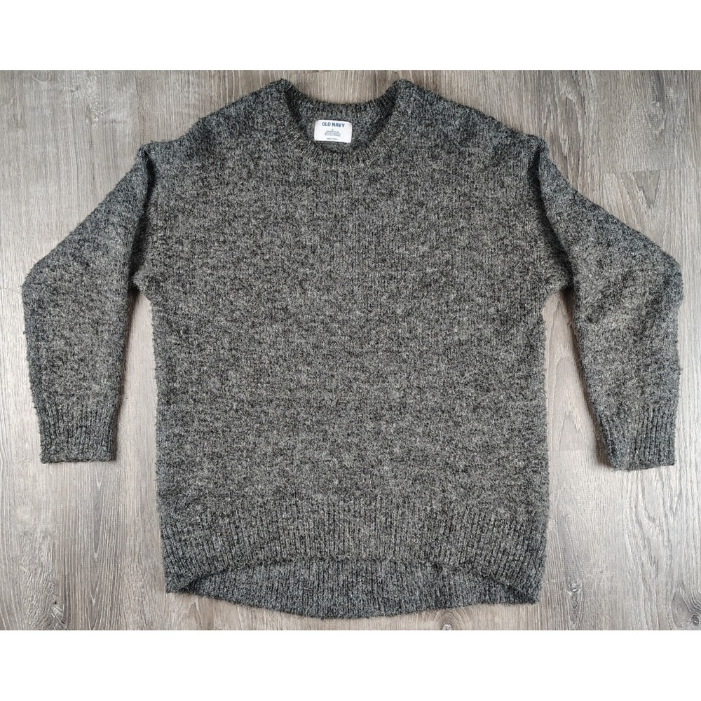 Old Navy‎ Men's Small Gray Crewneck Sweater Recycled Knit Fuzzy Casual